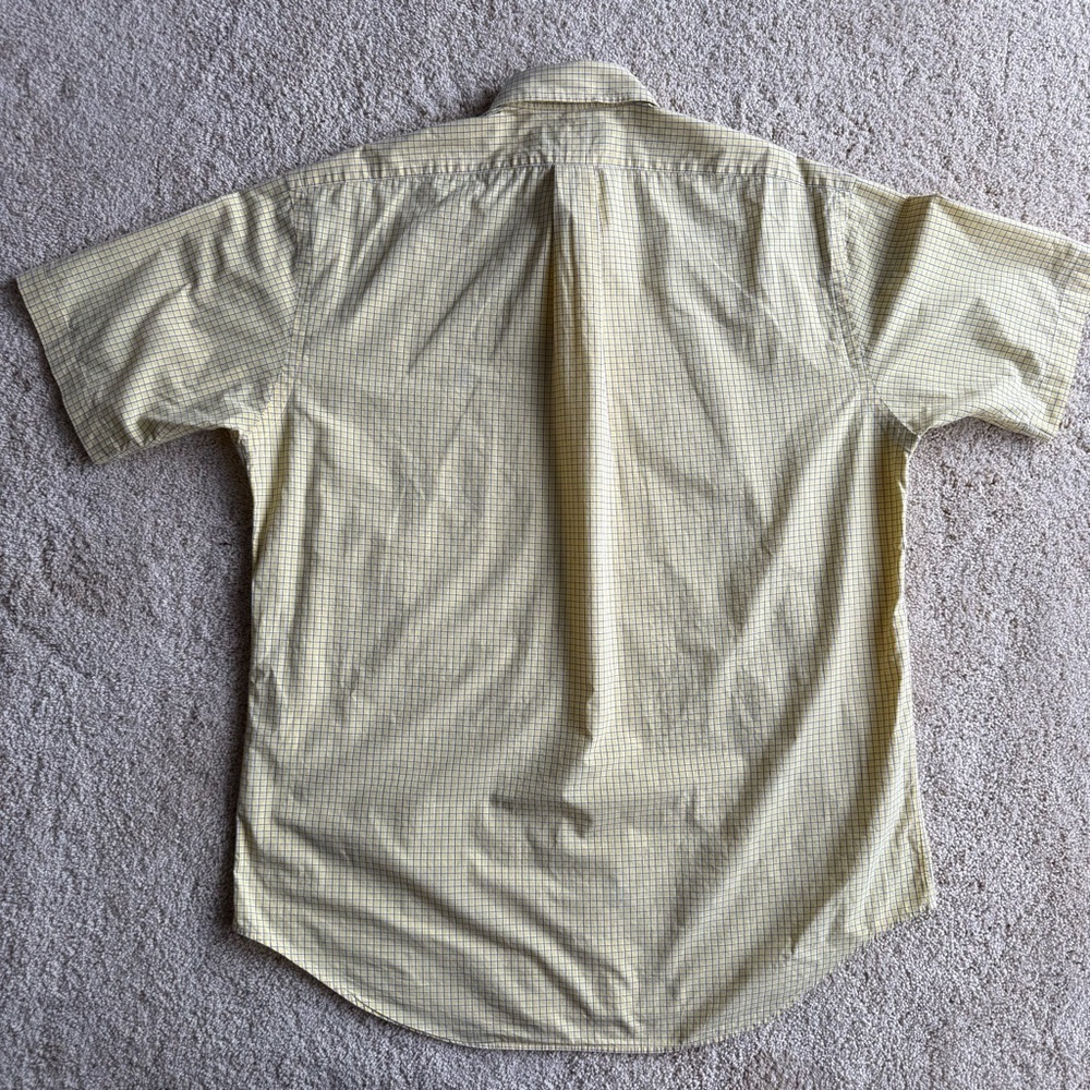 Ralph Lauren Blake Shirt Mens M Yellow Check Short Sleeve Button Up Pony Logo - Picture 4 of 7